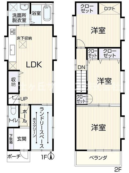 【間取り】 | 浜松市中央区坪井町 中古戸建て | 効率的かつ暮らしのことをしっかり考えた間取りです
