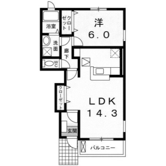 【間取り】 | エレガンテ　クローネ　Ｂ