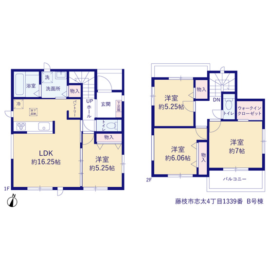 【間取り】 | 藤枝市志太4丁目 新築一戸建て B号棟 | 効率的かつ暮らしのことをしっかり考えた間取りです