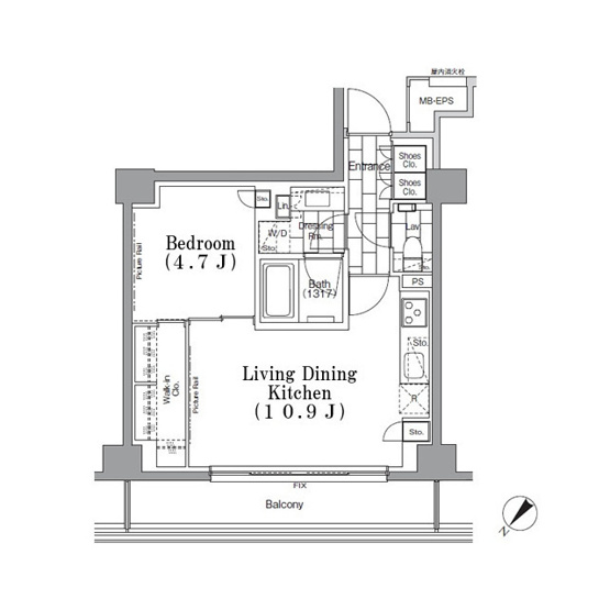 【間取り】 | ＯＮＥ　ＲＯＯＦ　ＦＬＡＴ　ＴＳＵＫＩＳＨＩＭＡ