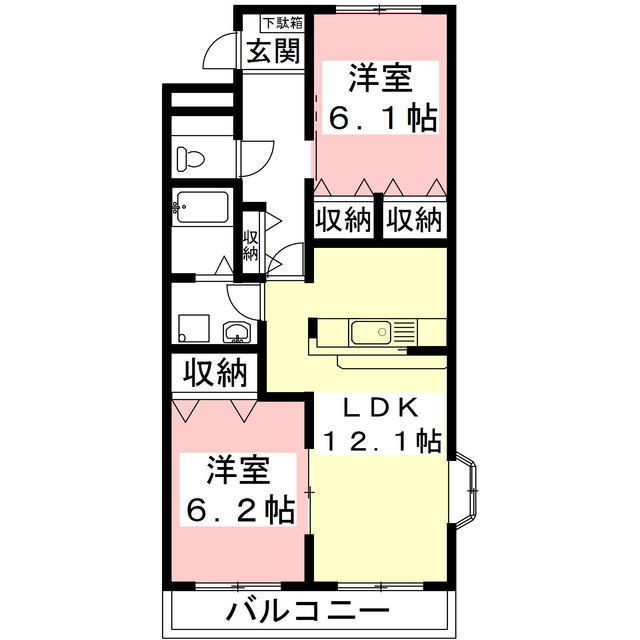 各務原市那加野畑町２丁目のアパートの間取り