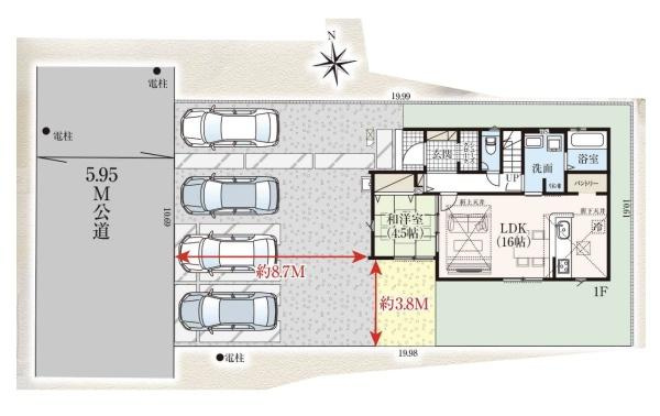 前橋市朝日が丘町新築一戸建ての区画図|区画図