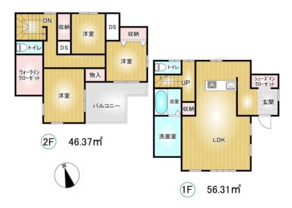 伊勢崎市戸谷塚町中古一戸建ての間取り