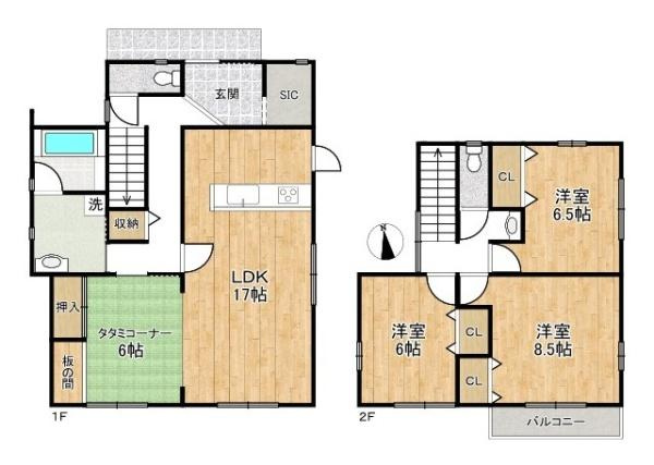 北葛城郡広陵町馬見南５丁目の中古一戸建の間取り|■リビング＋タタミコーナー２３帖・３ＳＬＤＫの間取り！大容量の収納など、ご家族のお住まいにピッタリです！
