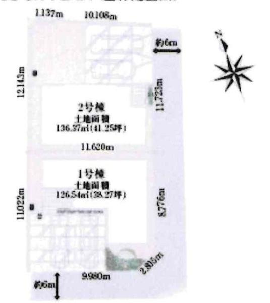 岡崎市井田町2期　全2棟・1号棟の区画図