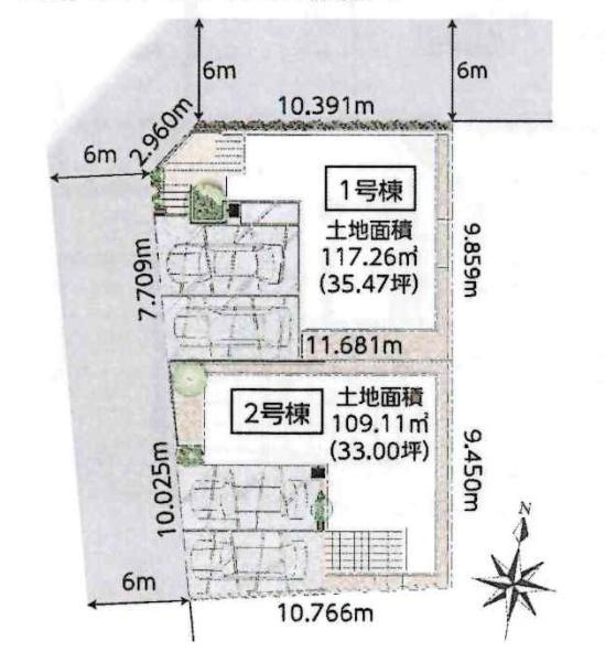 岡崎市竜美北　全2棟・2号棟の区画図