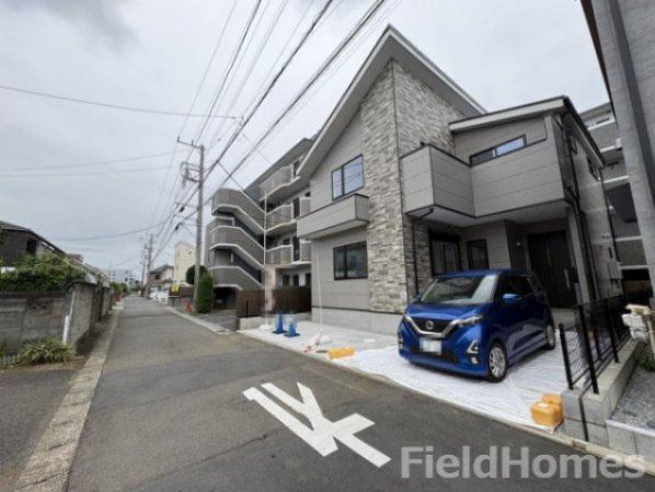 平塚市達上ケ丘新築戸建て　1期1号棟の前面道路含む現地写真|前面道路含む現地写真です。