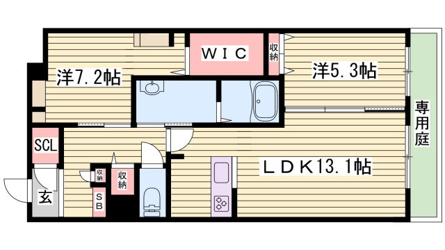 オカバ姫路岡町シャーメゾンB棟の間取り