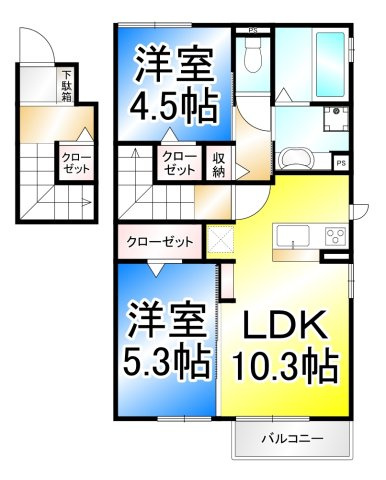 ルージュ 伊勢宮　A棟の間取り