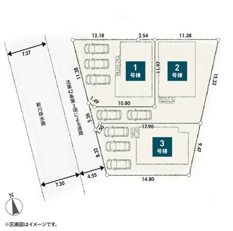 平塚市小鍋島新築戸建て　第2-1号棟の区画図|区画図「平塚市小鍋島新築戸建て」