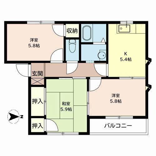 ザックス英賀保　C棟の間取り