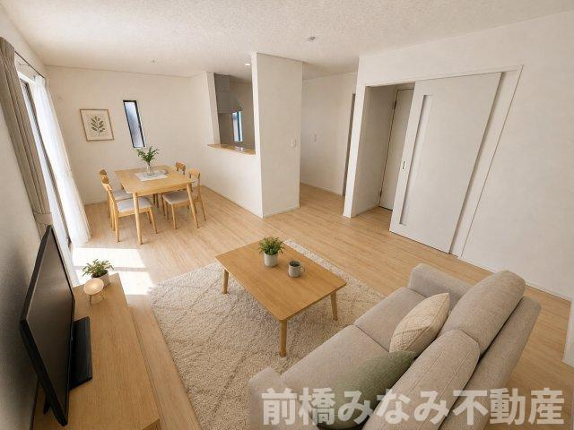 【新築】前橋市大利根町第2　１号棟(全２棟)　クレイドルガーデン　新築建売分譲の居間・リビング|ゆったり過ごせる居間です