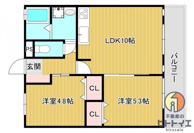リッツアベニューの間取り|2LDKです