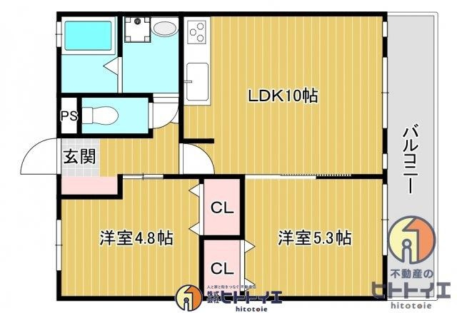 リッツアベニューの間取り|2LDKです