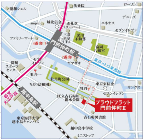 プラウドフラット門前仲町Ⅱの地図