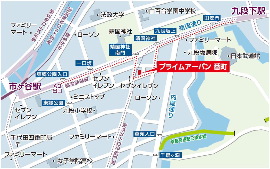プライムアーバン番町の地図