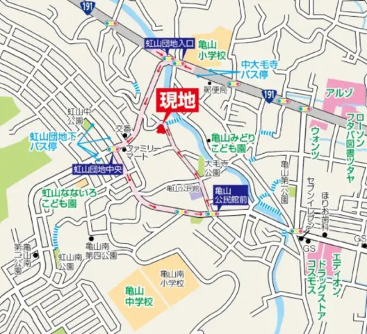 カーサ・ヴェルディ新築戸建て亀山４丁目No.8B-2の地図|現地案内図です