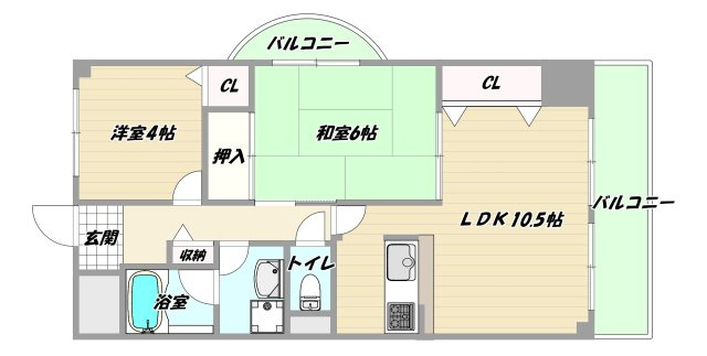 大阪市東淀川区淡路２丁目の賃貸マンションの間取り