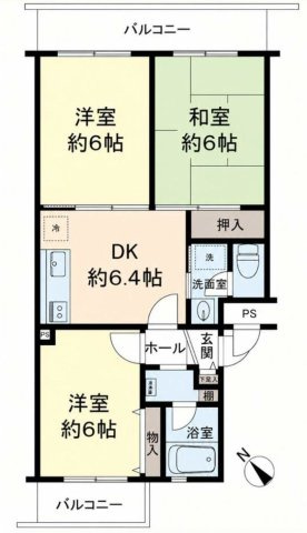 【間取り】 | エクレール第弍相模原 | 3DKは、ダイニングキッチンと3つの居室がある間取りです。ファミリー層や、個室を複数必要とするご家庭に適しています。食事スペースとくつろぎの場を分け、それぞれの個室も確保できるため、快適に過ごせます。