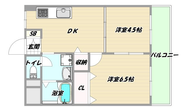 大阪市淀川区木川東２丁目の賃貸マンションの間取り
