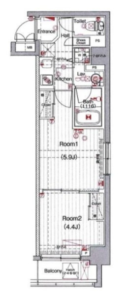 江東区福住２丁目の賃貸マンションの間取り