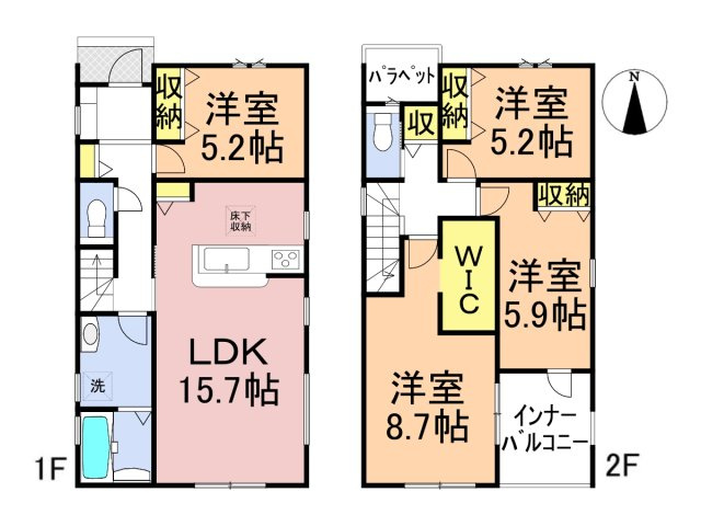 リーブルガーデン　岐阜市川部　全２区画分譲の間取り|■２号棟　■ヤマダ不動産　株式会社リライフ　
■夢のマイホーム購入をフルサポートします！
