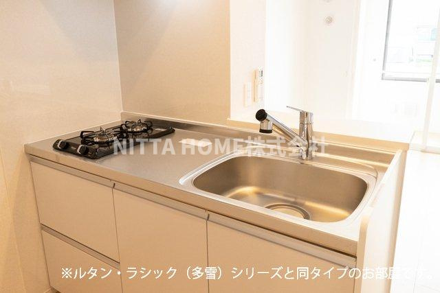 豊岡市塩津町のアパートのキッチン|【完成イメージ】２口コンロがついていて料理のしやすいキッチン◎