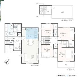 平塚市黒部丘　新築戸建　全２棟の間取り|南東向き　４LDK