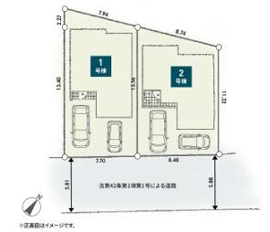 平塚市黒部丘　新築戸建　全２棟の区画図|対象2号棟