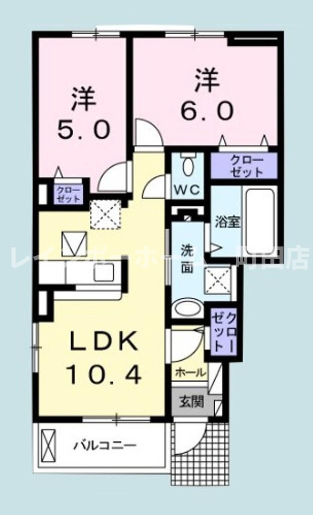 モカハウス１※初期費用分割あと払いサービス利用可能物件の間取り
