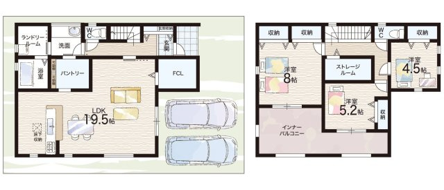 ●葛城市葛木　第3期　新築一戸建ての間取り|2号地