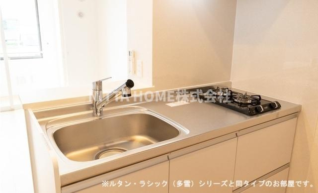 豊岡市塩津町のアパートのキッチン|【完成イメージ】２口コンロがついていて料理のしやすいキッチン◎