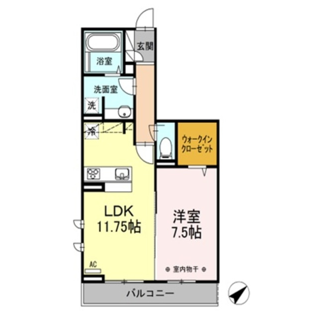 メゾンルミエールの間取り|人気の１ＬＤＫの間取りです。