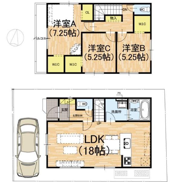 ★京都市山科区御陵岡町　第1期　新築一戸建ての間取り