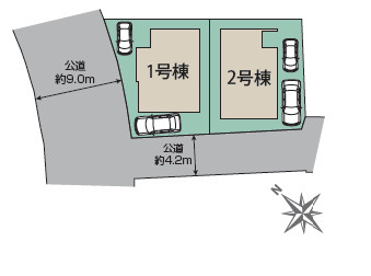 茅ヶ崎市松風台　新築戸建　全２棟１号棟の区画図