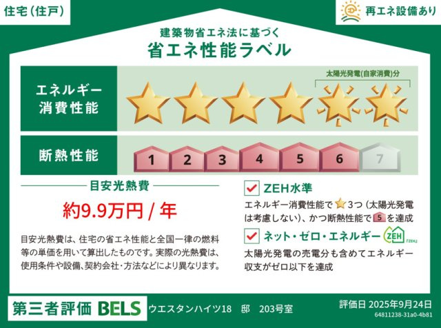 ウエスタンハイツ18の省エネ性能ラベル