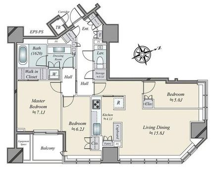 千代田区一番町の賃貸マンションの間取り