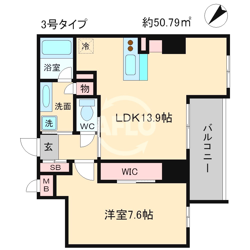 レジデンス富貴屋の間取り|レジデンス富貴屋　開放感のある間取り