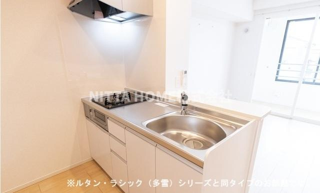 豊岡市塩津町のアパートのキッチン|【完成イメージ】２口コンロがついていて料理のしやすいキッチン◎