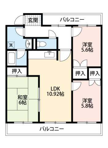 ジュネス神谷　　　刈谷市近郊の賃貸はクラスホーム刈谷店の間取り
