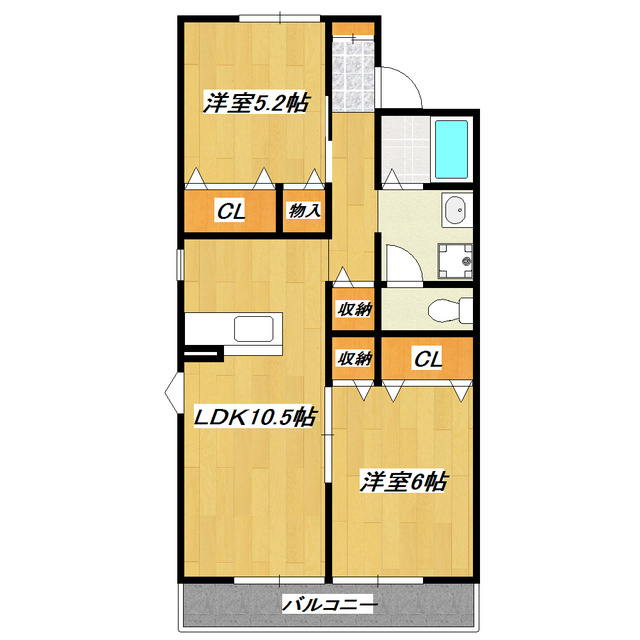 グランデールの間取り|人気の２ＬＤＫタイプ！