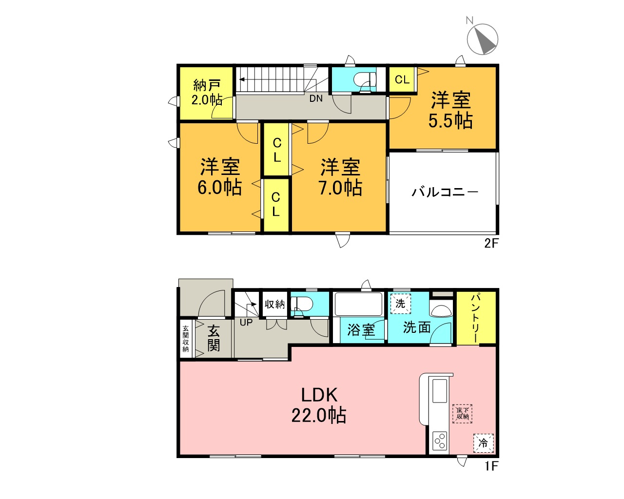 高浜市神明町第6　新築戸建＜7号棟＞の間取り|3LDK+S＋パントリー