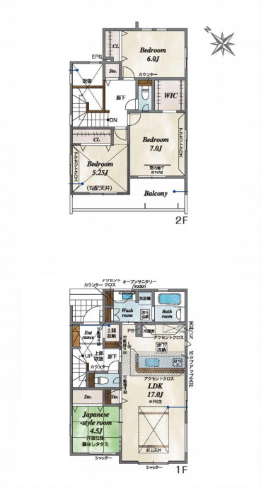 北足立郡伊奈町寿2丁目　新築一戸建て　ブルーミングガーデン　05の間取り|【全5棟・5号棟】北足立郡伊奈町寿2丁目　新築一戸建て　ブルーミングガーデン　05・4LDK・土地面積157.51m2・建物面積104.13m2