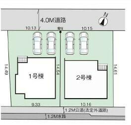 岡山市中区江並の新築一戸建の区画図|全体区画図