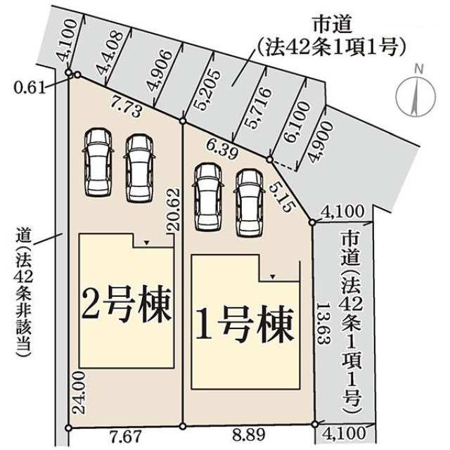 岡山市中区山崎の新築一戸建の区画図