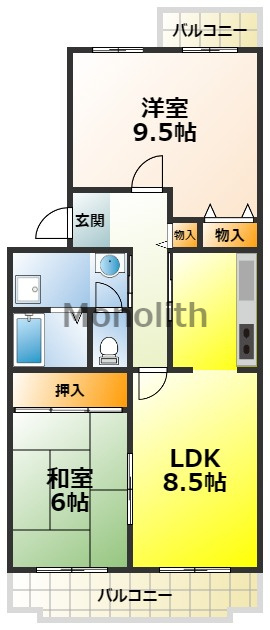 フレール鶴山台98号棟の間取り