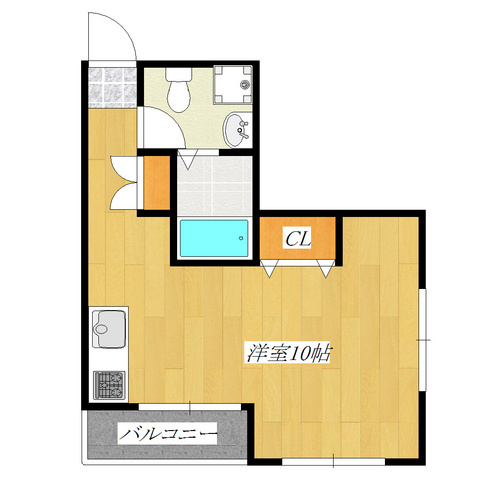 重原マンションの間取り|10帖のワンルーム♪