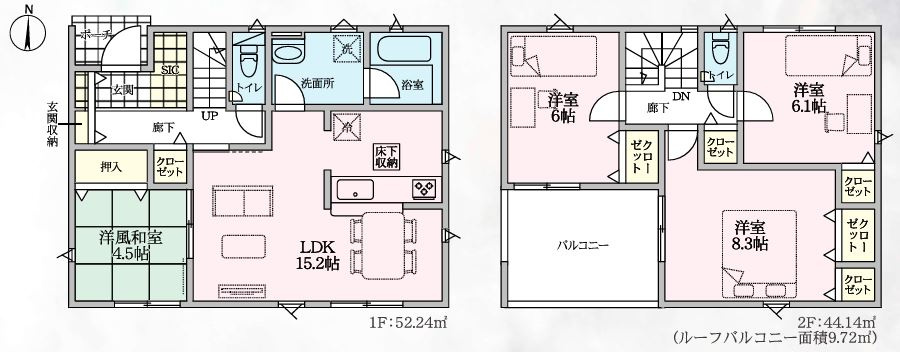 行田市谷郷第６　の間取り|１号棟間取り図