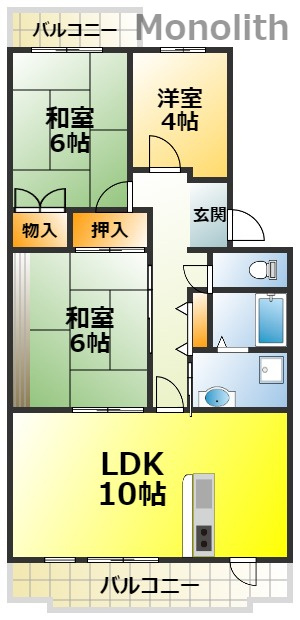 和泉市鶴山台３丁目の賃貸マンションの間取り