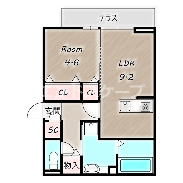 D-ROOM紅雲町Bの間取り|高崎、前橋のお部屋探しはエンドスケープまで！お客様の理想お聞かせ下さい♪